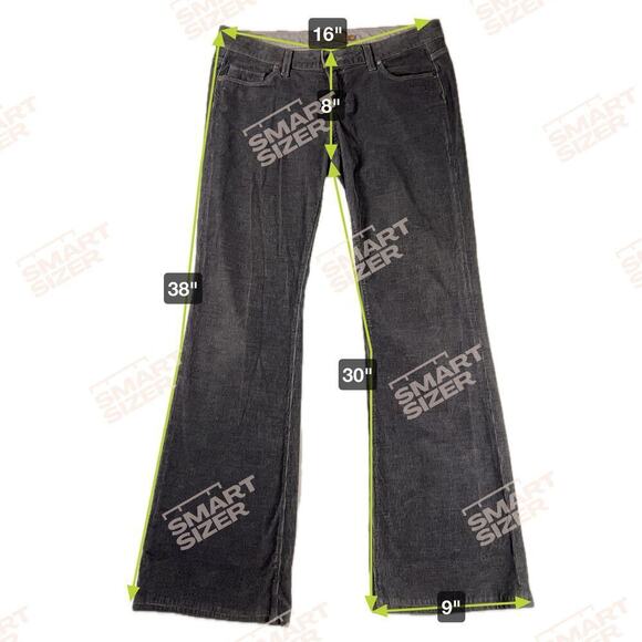 Paige Laurel Canyon Charcoal Gray Low Rise Flare Corduroy Jeans Pants Size 30 - Picture 5 of 11